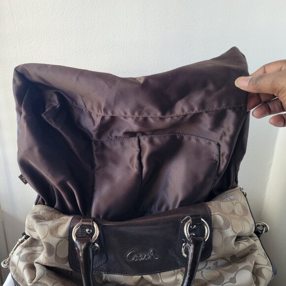Coach Ashley Signature Sateen Brown/Khaki Satchel Handbag - Picture 4 of 16